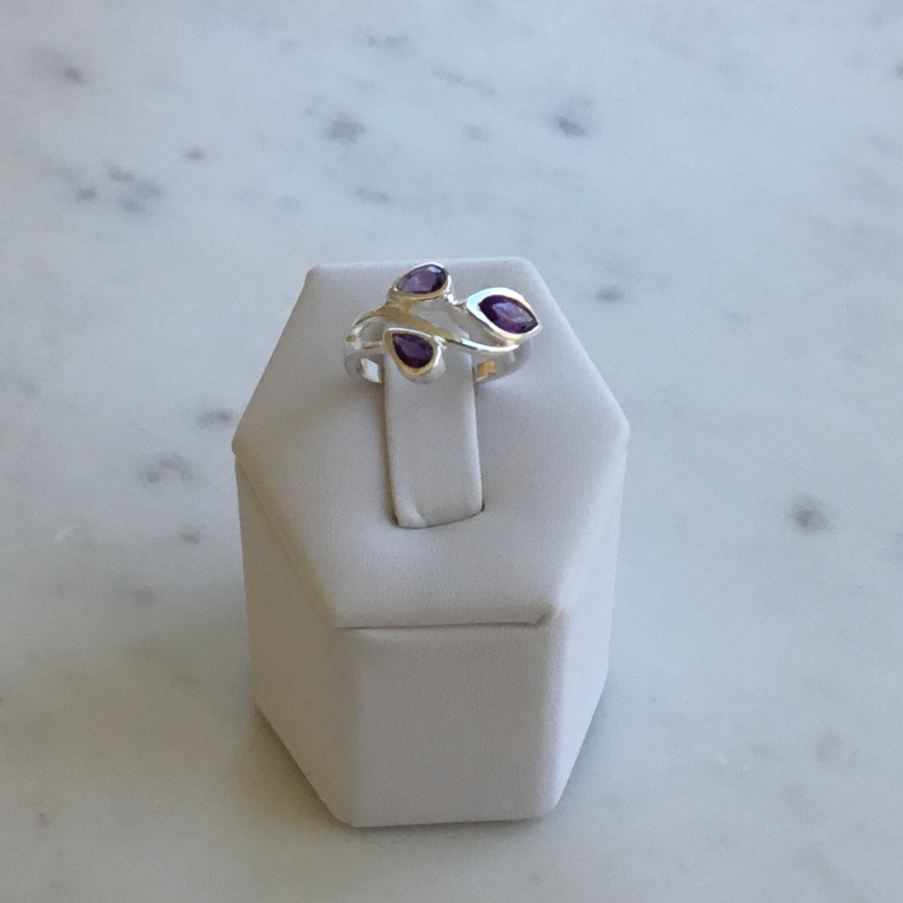 Genuine Amethyst .925 Sterling Silver Ring - Picture 13 of 16